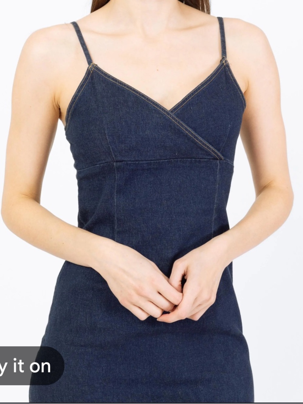 Dark Blue Denim Spaghetti-Strap Mini Dress